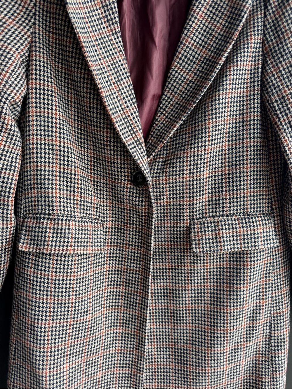 Checkered single-button coat - Picture 2 of 4